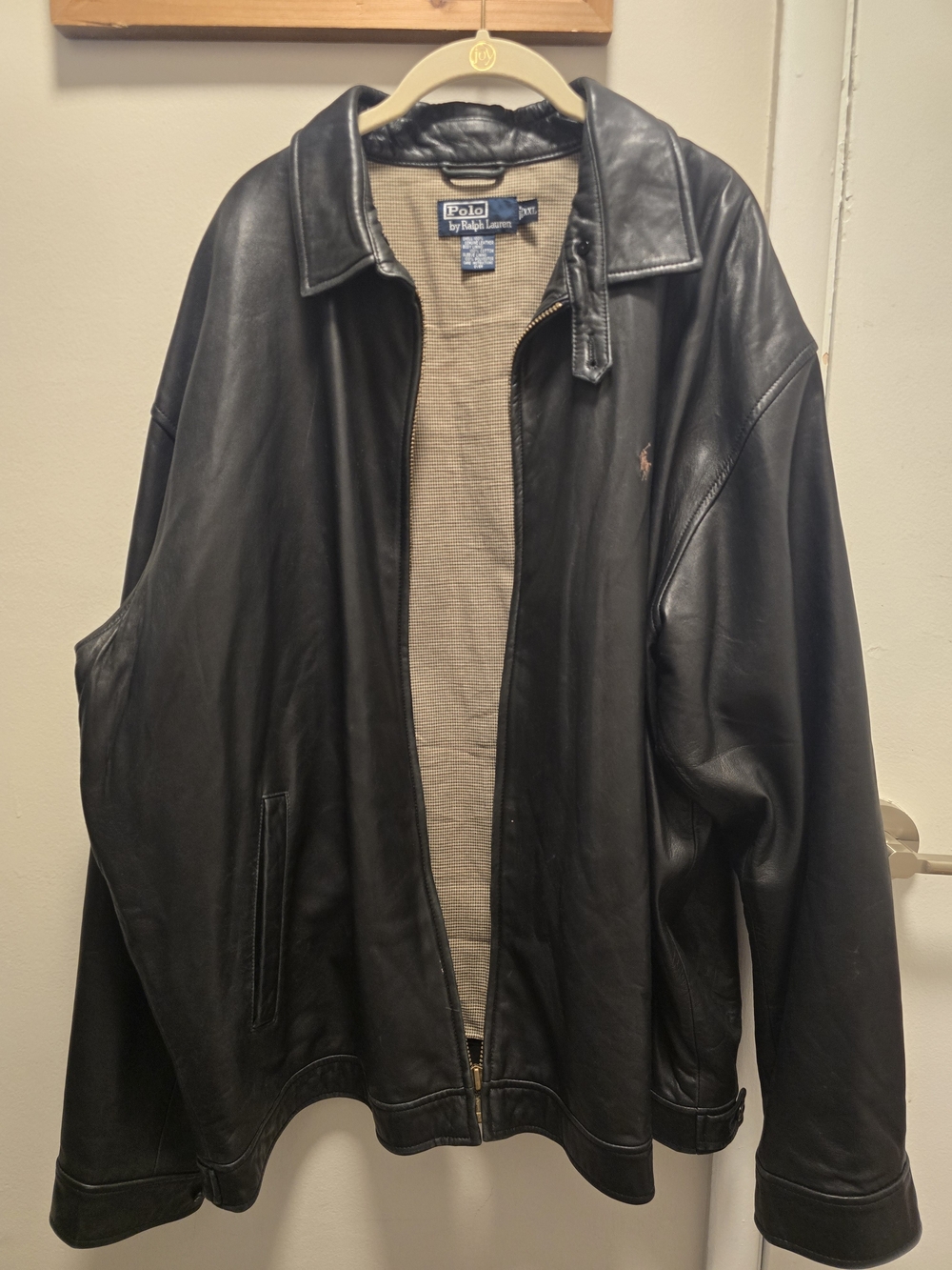 Polo by Ralph Lauren Black Leather Zip-Front Jacket